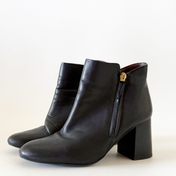 See By Chloe Boots Louise Ankle Leather Block Heel Casual Chic Minimal Black 7 - Picture 3 of 16